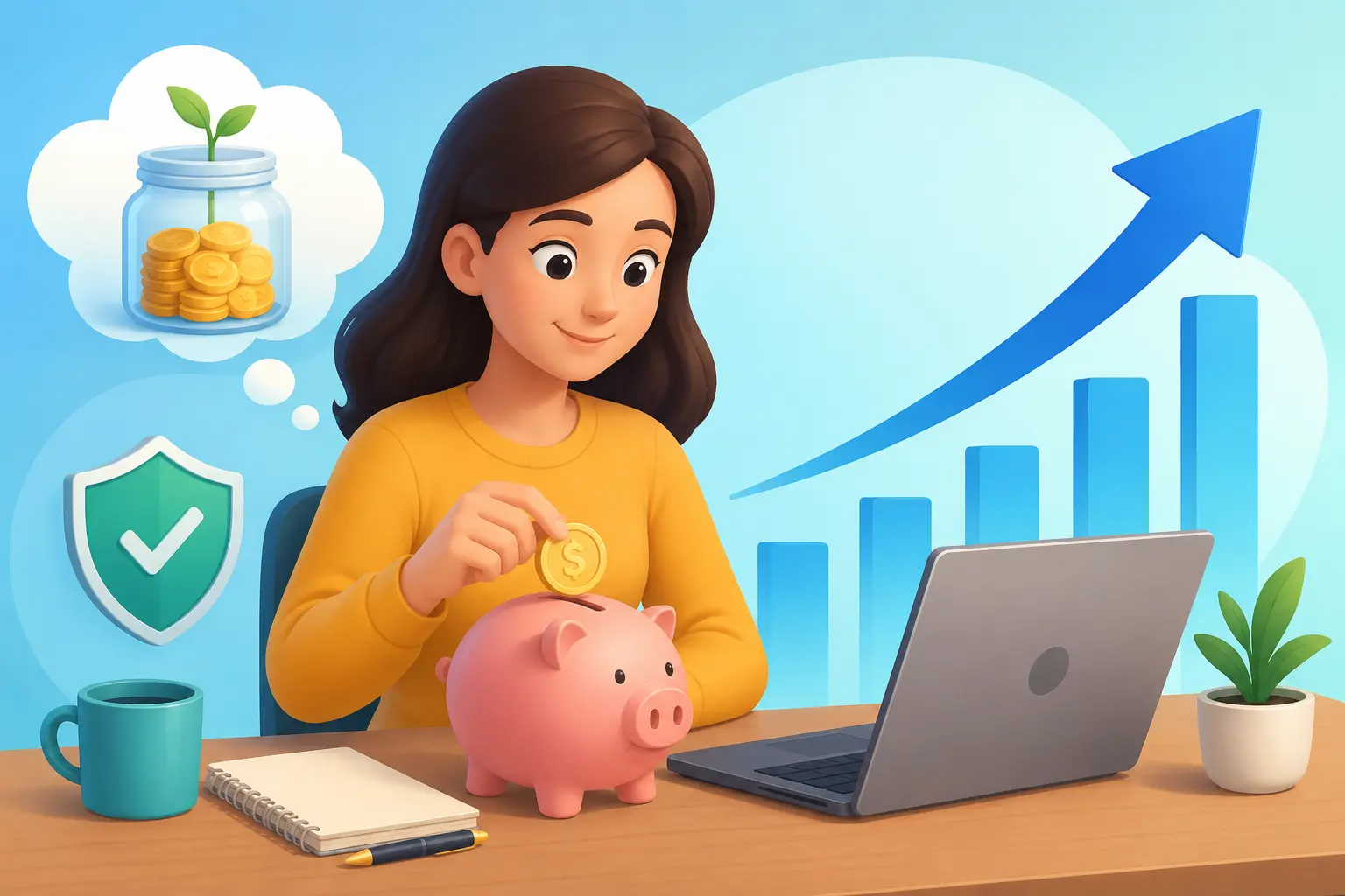 High yield savings account earning interest on deposits