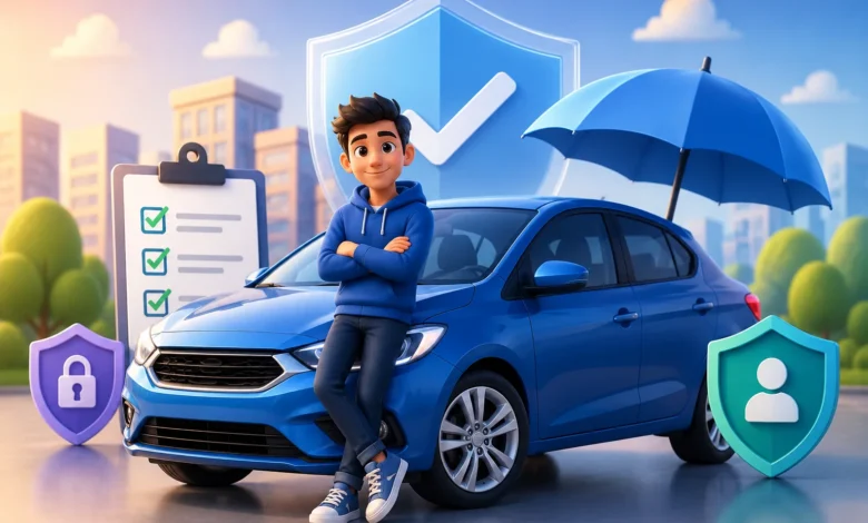 Young driver comparing car insurance premiums