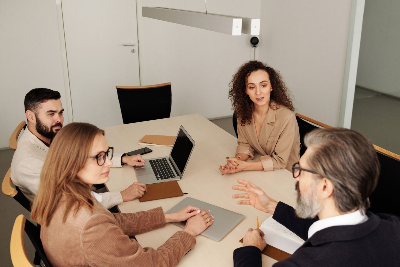 Discussing investment strategy with a financial adviser