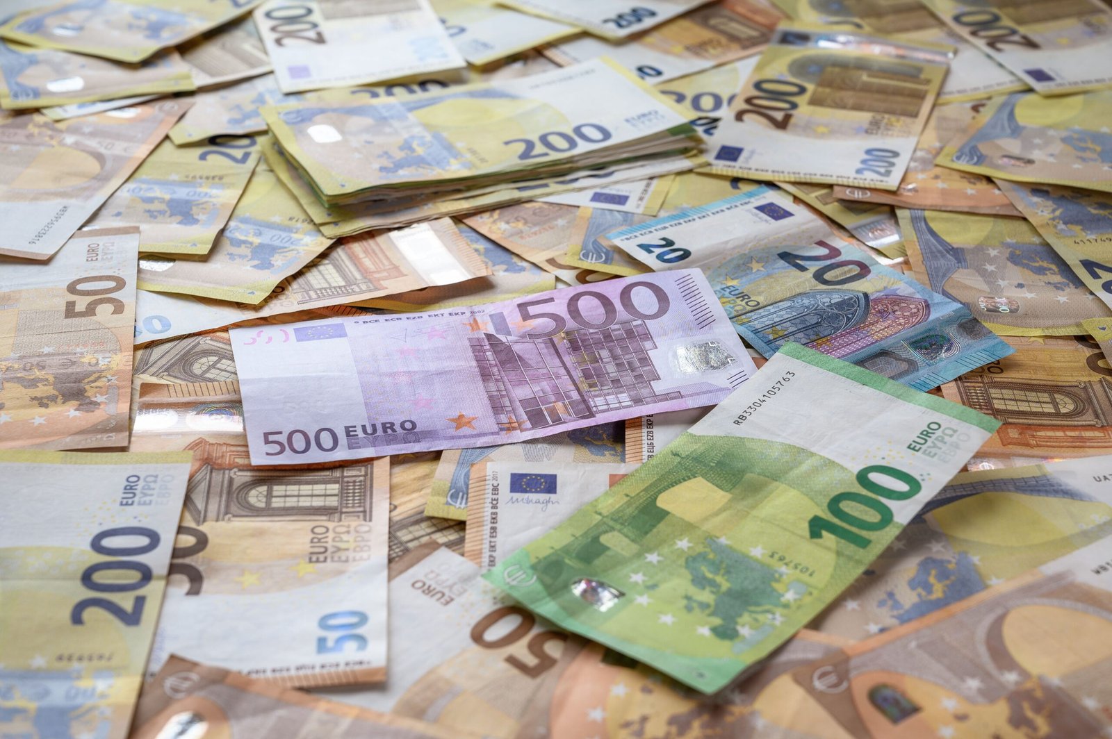 Euro banknotes losing purchasing power during inflation in Europe