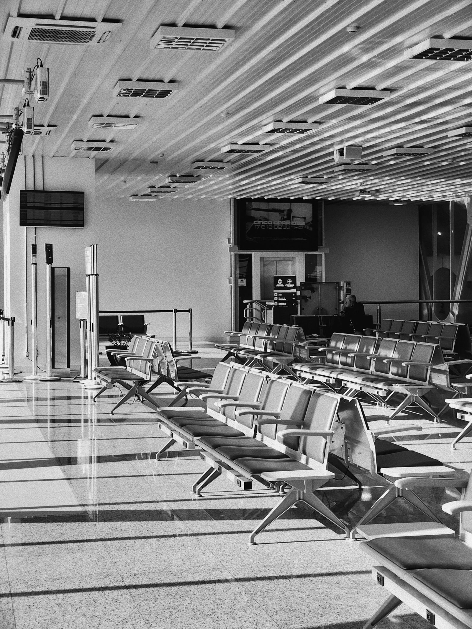 Airport departure area where EES biometric checks now apply in Europe