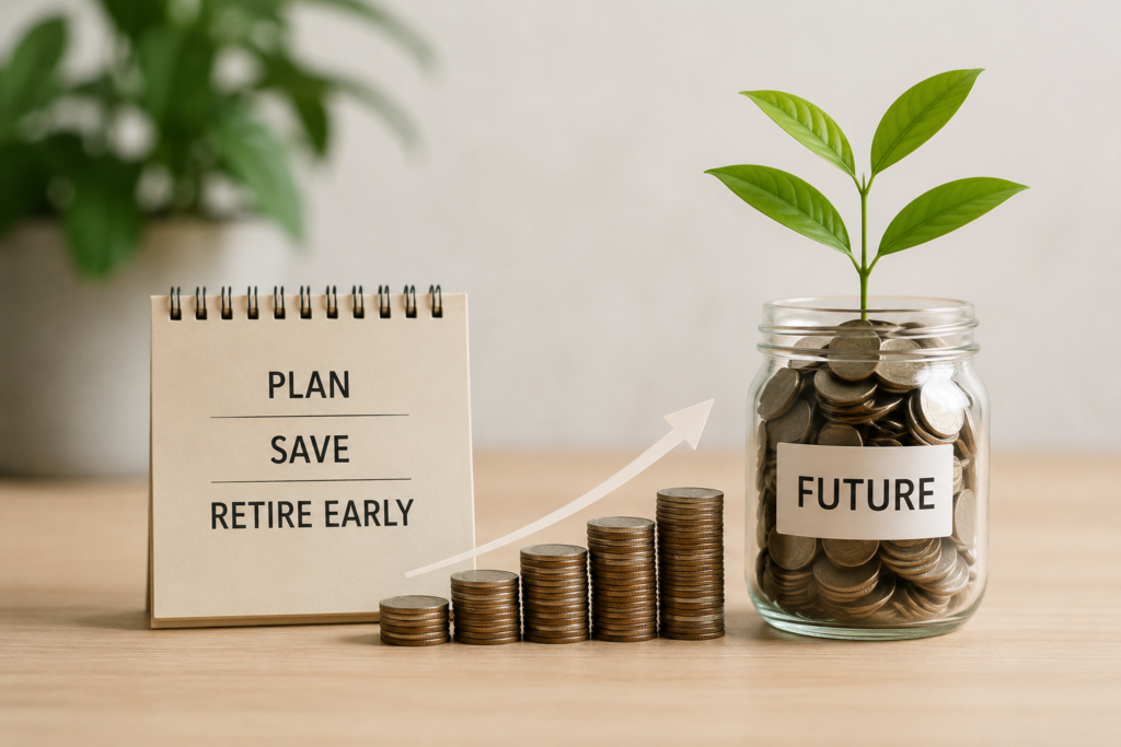 Retirement savings growth concept